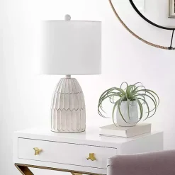 Sale Kirklands Home Weathered Geometric Table Lamp White