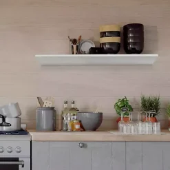 Clearance Kirklands Home White Wedge Wood Large Floating Shelf