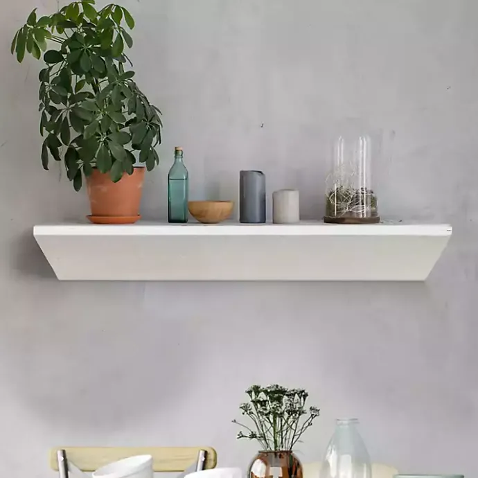 Clearance Kirklands Home White Wedge Wood Small Floating Shelf