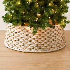 Outlet Kirklands Home White Wicker Woven Christmas Tree Collar