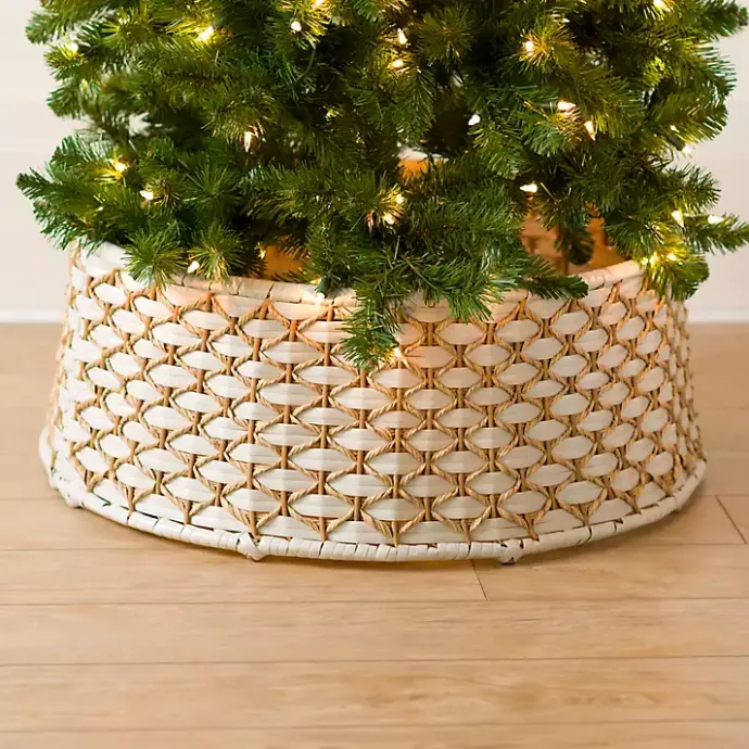 Outlet Kirklands Home White Wicker Woven Christmas Tree Collar