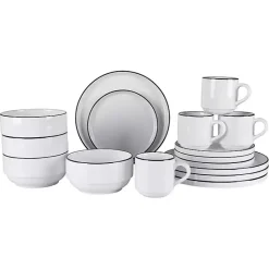 Hot Kirklands Home with Black Rims 16-pc. Dinnerware Set White