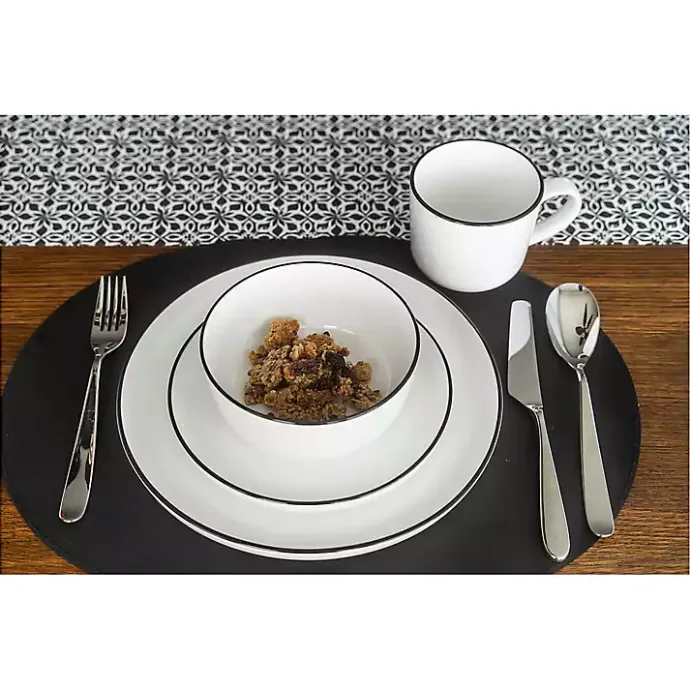 Hot Kirklands Home with Black Rims 16-pc. Dinnerware Set White