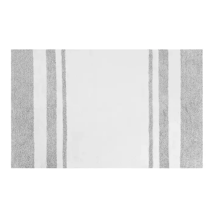 Hot Kirklands Home White with Stripe Reversible Bath Mat, 45 in. Gray