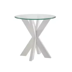 Hot Kirklands Home Wood and Glass Top X-Base Accent Table White