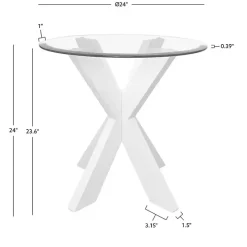 Hot Kirklands Home Wood and Glass Top X-Base Accent Table White