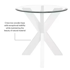Hot Kirklands Home Wood and Glass Top X-Base Accent Table White