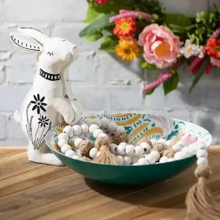 Sale Kirklands Home White Wood and Jute Beaded Garlands, Set of 2