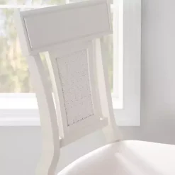 Clearance Kirklands Home Wood and Rattan Upholstered Bar Stool White