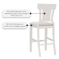 Clearance Kirklands Home Wood and Rattan Upholstered Bar Stool White
