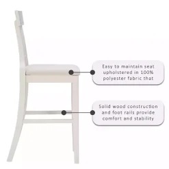 Clearance Kirklands Home Wood and Rattan Upholstered Bar Stool White