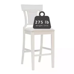 Clearance Kirklands Home Wood and Rattan Upholstered Bar Stool White