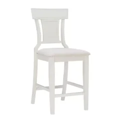 Kirklands Home Wood and Rattan Upholstered Counter Stool White