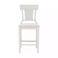 Kirklands Home Wood and Rattan Upholstered Counter Stool White