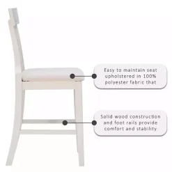 Kirklands Home Wood and Rattan Upholstered Counter Stool White
