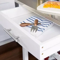 Best Kirklands Home Wood and Stainless Steel Kitchen Cart White