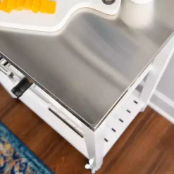 Best Kirklands Home Wood and Stainless Steel Kitchen Cart White