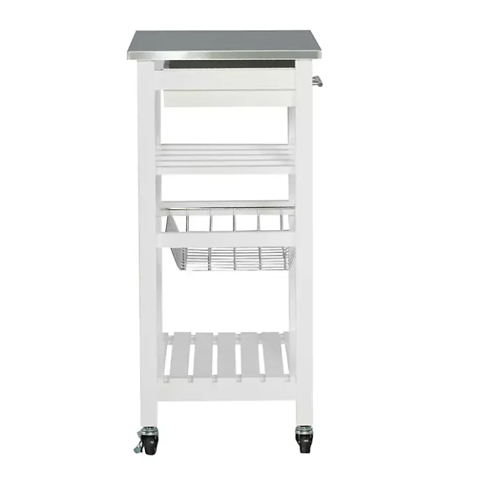 Best Kirklands Home Wood and Stainless Steel Kitchen Cart White