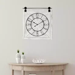 Online Kirklands Home White Wood Barndoor Wall Clock