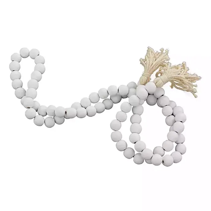 New Kirklands Home Wood Beaded Tassel Garland White