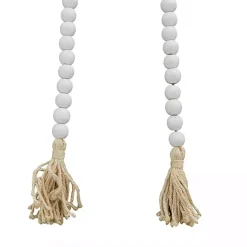 New Kirklands Home Wood Beaded Tassel Garland White