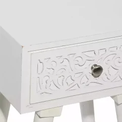 Online Kirklands Home Wood Carved Drawer Accent Table White