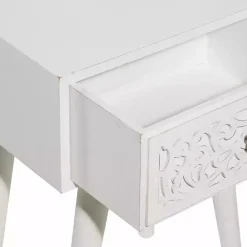 Online Kirklands Home Wood Carved Drawer Accent Table White