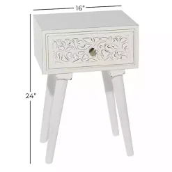 Online Kirklands Home Wood Carved Drawer Accent Table White