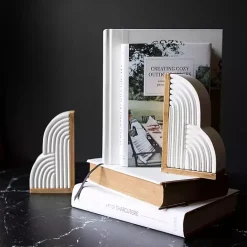 Hot Kirklands Home Wood Cloud Bookends, Set of 2 White