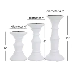 New Kirklands Home Wood Column Pillar Candle Holders, Set of 3 White