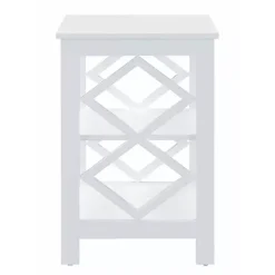 Kirklands Home Wood Diamond 2-Tier Accent Table White