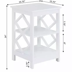Kirklands Home Wood Diamond 2-Tier Accent Table White