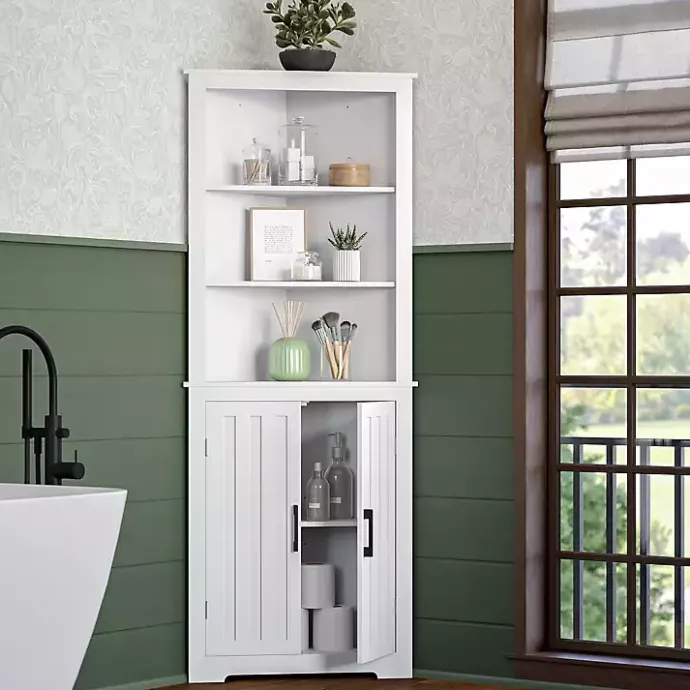 Online Kirklands Home Wood 2-Door Corner Storage Cabinet White