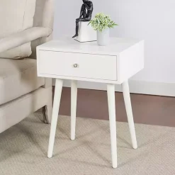 Online Kirklands Home Wood 1-Drawer Arthur Accent Table White