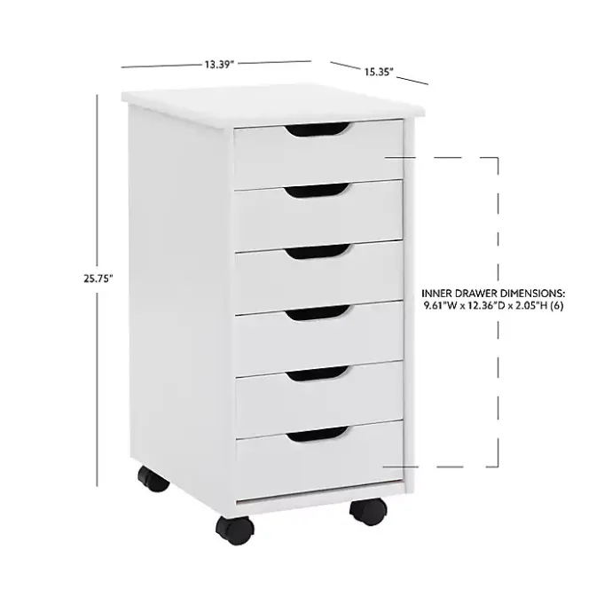 Sale Kirklands Home Wood 6-Drawer Cary Storage Cart White
