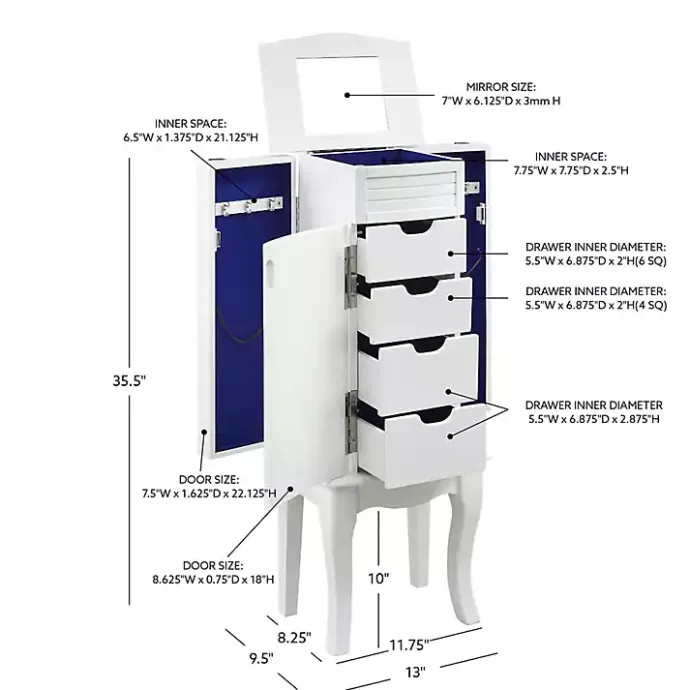 Clearance Kirklands Home Wood 4-Drawer Elena Jewelry Armoire White