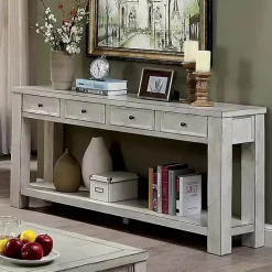 Sale Kirklands Home Wood 4-Drawer Farmhouse Console Table White