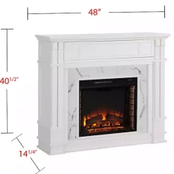 Discount Kirklands Home Wood Faux Marble LED Media Fireplace White