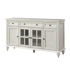 New Kirklands Home Wood Glass Door Sideboard Cabinet White