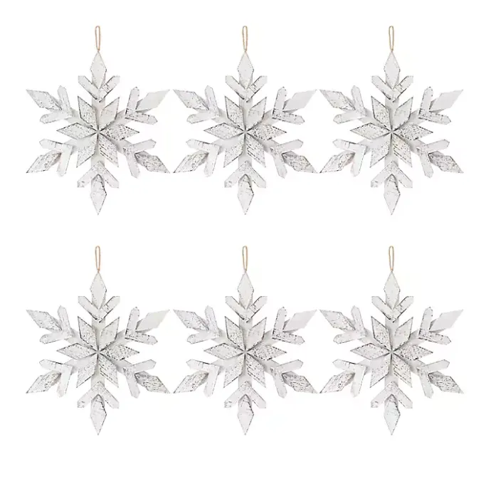Sale Kirklands Home Wood Large 6-pc. Snowflake Ornament Set White