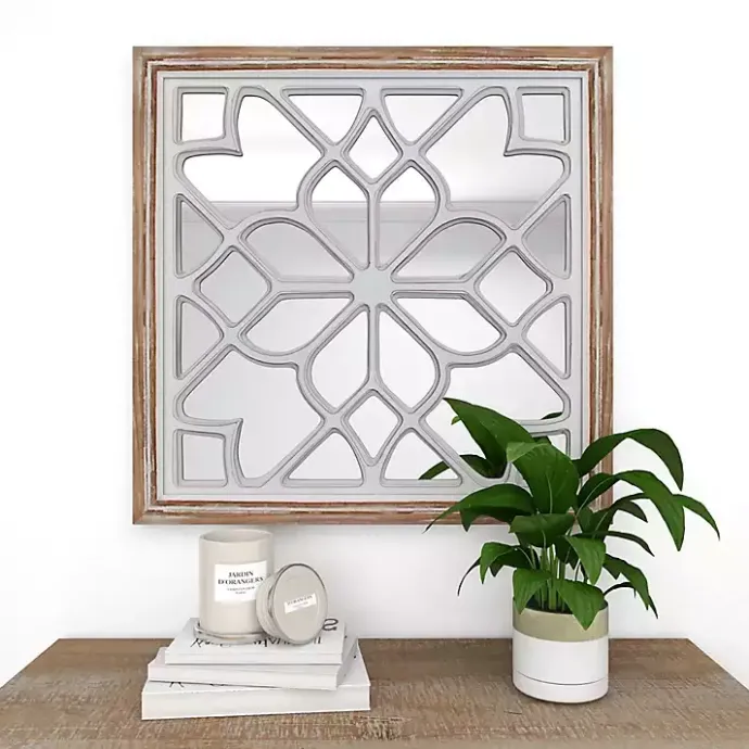 Sale Kirklands Home White Wood Lattice Overlay Mirror