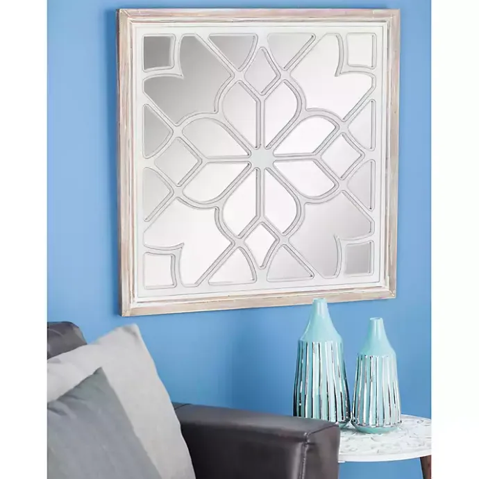 Sale Kirklands Home White Wood Lattice Overlay Mirror