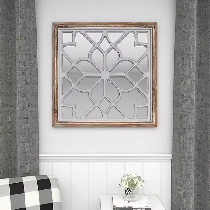 Sale Kirklands Home White Wood Lattice Overlay Mirror