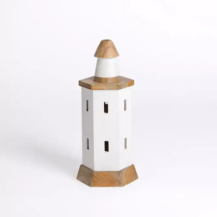 Hot Kirklands Home White Wood Lighthouse Statue, 16 in.