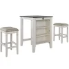 Kirklands Home White Wood Linen 3-pc. USB Island and Stool Set