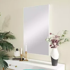 Best Kirklands Home White Wood Rectangular Wall Mirror, 24x40 in.
