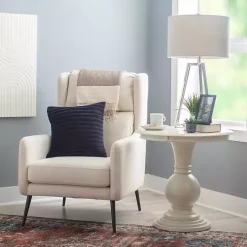 Kirklands Home Wood Round Base Side Table White