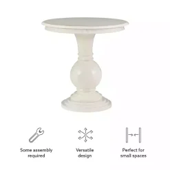 Kirklands Home Wood Round Base Side Table White