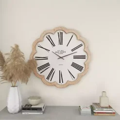 Best Kirklands Home White Wood Scalloped Frame Wall Clock
