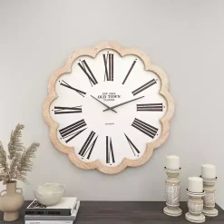 Best Kirklands Home White Wood Scalloped Frame Wall Clock